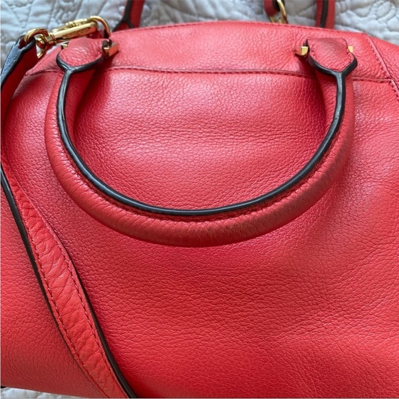 Michael Kors Pebbled Leather Coral Riley Medium Satchel Bag with Gold Hardware - Picture 6 of 15
